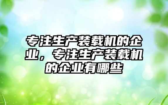 專注生產(chǎn)裝載機的企業(yè)，專注生產(chǎn)裝載機的企業(yè)有哪些