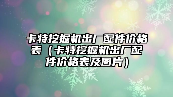 卡特挖掘機(jī)出廠配件價格表（卡特挖掘機(jī)出廠配件價格表及圖片）