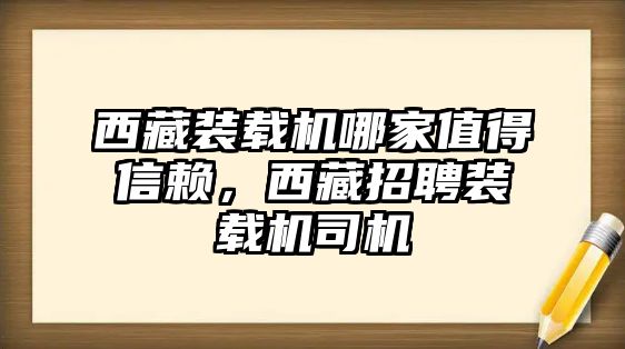 西藏裝載機哪家值得信賴，西藏招聘裝載機司機