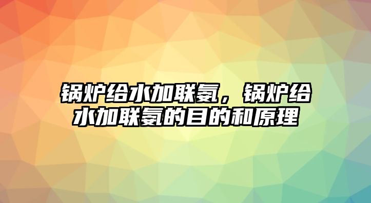 鍋爐給水加聯(lián)氨，鍋爐給水加聯(lián)氨的目的和原理