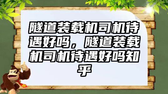 隧道裝載機司機待遇好嗎，隧道裝載機司機待遇好嗎知乎