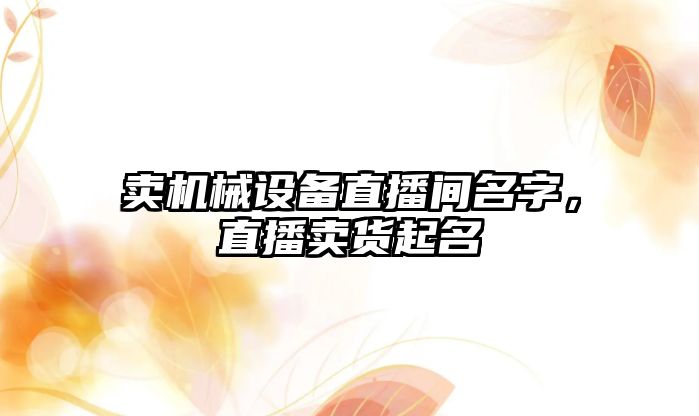 賣機械設備直播間名字，直播賣貨起名