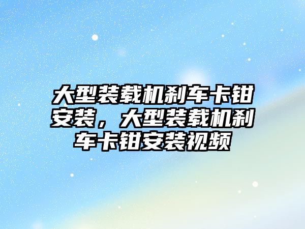 大型裝載機剎車卡鉗安裝，大型裝載機剎車卡鉗安裝視頻