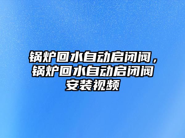 鍋爐回水自動啟閉閥，鍋爐回水自動啟閉閥安裝視頻