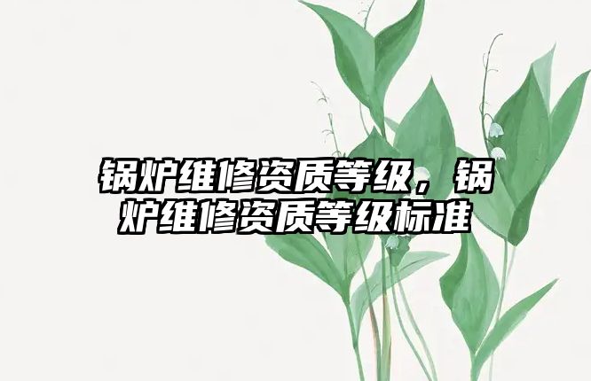 鍋爐維修資質等級，鍋爐維修資質等級標準