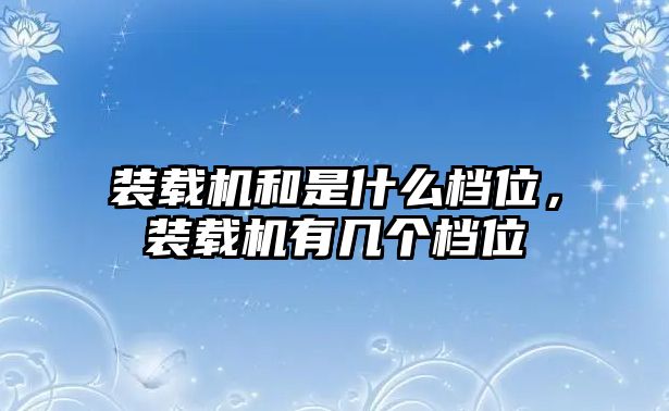 裝載機(jī)和是什么檔位，裝載機(jī)有幾個(gè)檔位