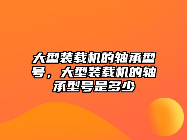 大型裝載機(jī)的軸承型號(hào)，大型裝載機(jī)的軸承型號(hào)是多少