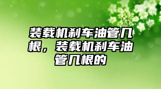 裝載機剎車油管幾根，裝載機剎車油管幾根的