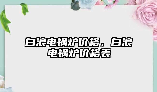 白浪電鍋爐價格，白浪電鍋爐價格表