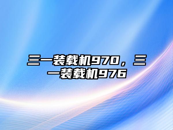 三一裝載機970，三一裝載機976