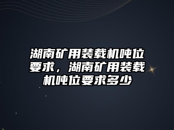 湖南礦用裝載機(jī)噸位要求，湖南礦用裝載機(jī)噸位要求多少