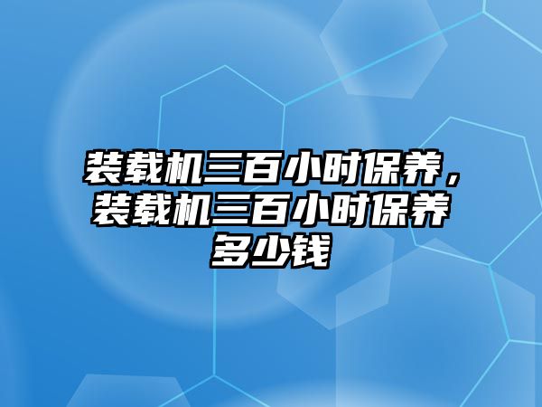 裝載機(jī)三百小時(shí)保養(yǎng)，裝載機(jī)三百小時(shí)保養(yǎng)多少錢