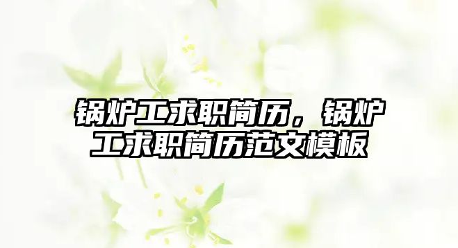 鍋爐工求職簡(jiǎn)歷，鍋爐工求職簡(jiǎn)歷范文模板