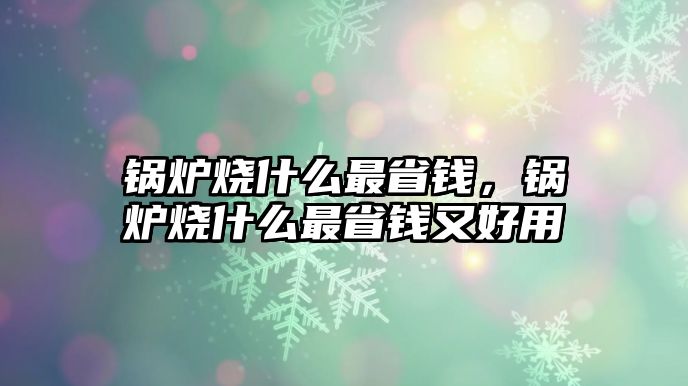 鍋爐燒什么最省錢，鍋爐燒什么最省錢又好用