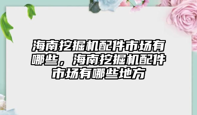 海南挖掘機(jī)配件市場(chǎng)有哪些，海南挖掘機(jī)配件市場(chǎng)有哪些地方