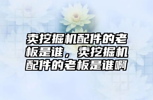 賣挖掘機配件的老板是誰，賣挖掘機配件的老板是誰啊