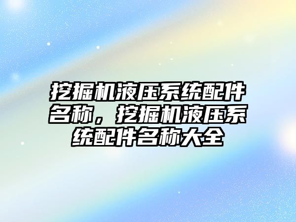 挖掘機液壓系統(tǒng)配件名稱，挖掘機液壓系統(tǒng)配件名稱大全