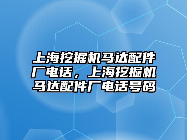 上海挖掘機馬達配件廠電話，上海挖掘機馬達配件廠電話號碼