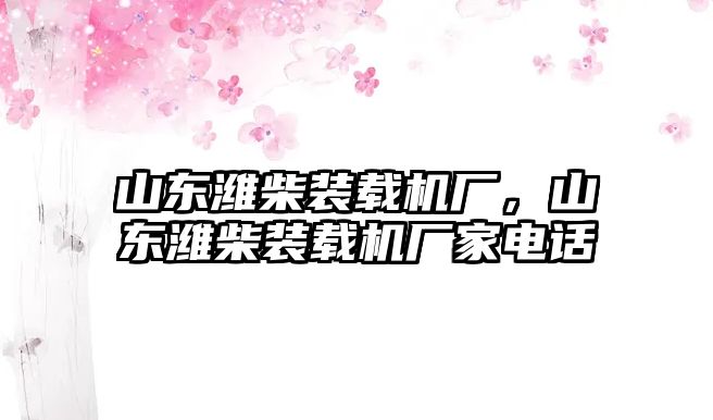 山東濰柴裝載機廠，山東濰柴裝載機廠家電話