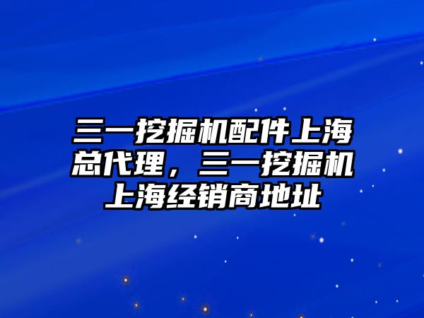 三一挖掘機(jī)配件上?？偞?，三一挖掘機(jī)上海經(jīng)銷(xiāo)商地址