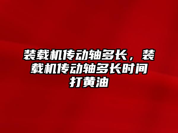 裝載機傳動軸多長，裝載機傳動軸多長時間打黃油