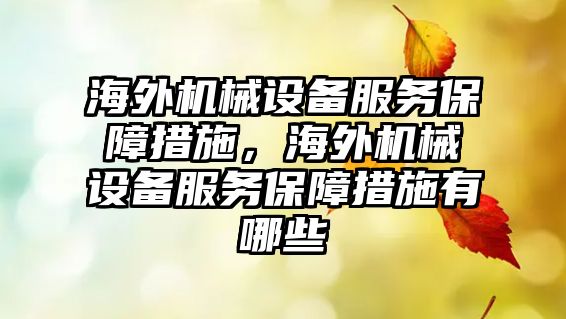 海外機械設(shè)備服務保障措施，海外機械設(shè)備服務保障措施有哪些