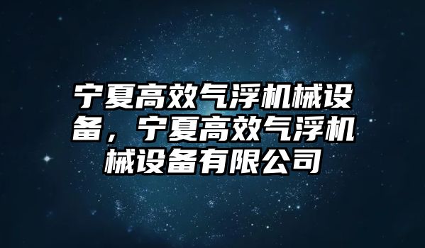 寧夏高效氣浮機(jī)械設(shè)備，寧夏高效氣浮機(jī)械設(shè)備有限公司