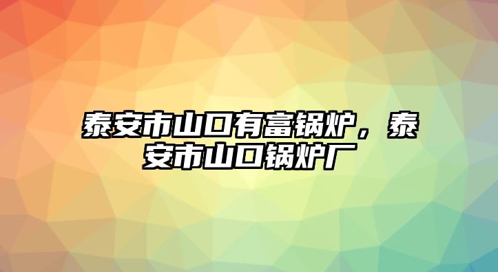 泰安市山口有富鍋爐，泰安市山口鍋爐廠