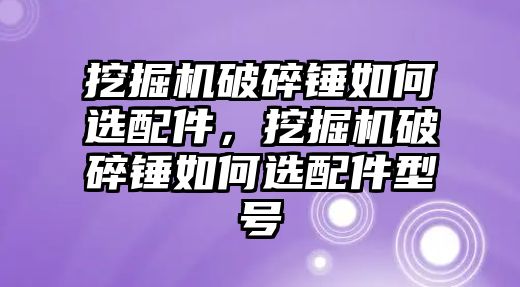 挖掘機破碎錘如何選配件，挖掘機破碎錘如何選配件型號