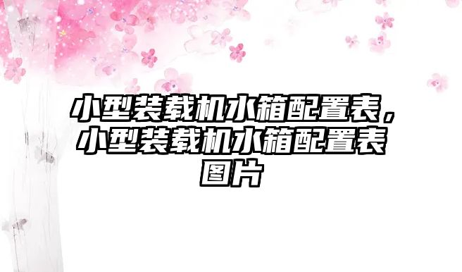 小型裝載機(jī)水箱配置表，小型裝載機(jī)水箱配置表圖片