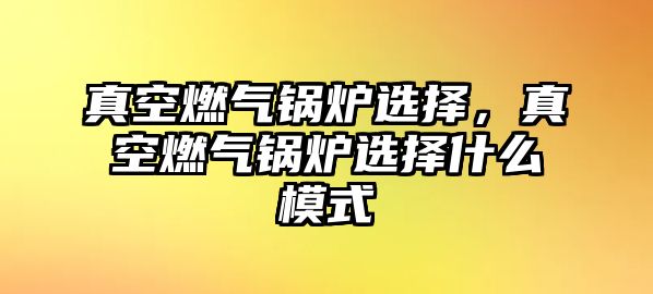 真空燃?xì)忮仩t選擇，真空燃?xì)忮仩t選擇什么模式