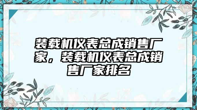 裝載機儀表總成銷售廠家，裝載機儀表總成銷售廠家排名