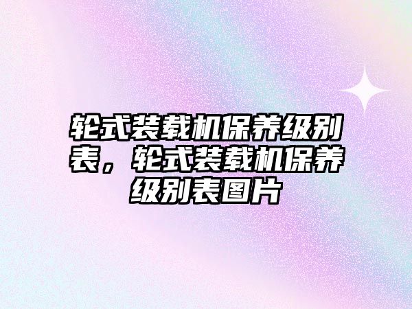 輪式裝載機保養(yǎng)級別表，輪式裝載機保養(yǎng)級別表圖片