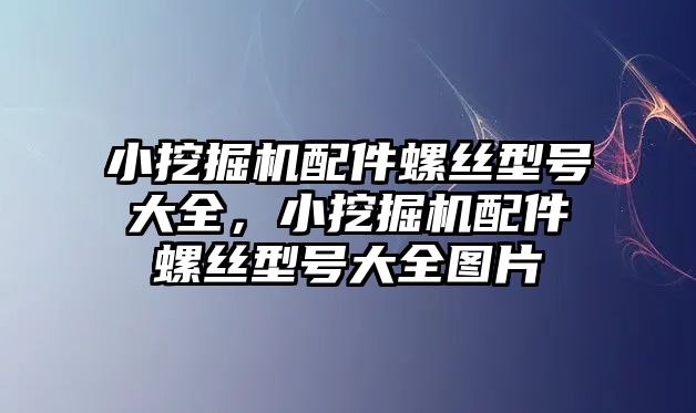 小挖掘機配件螺絲型號大全，小挖掘機配件螺絲型號大全圖片