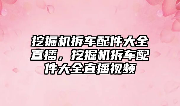 挖掘機拆車配件大全直播，挖掘機拆車配件大全直播視頻