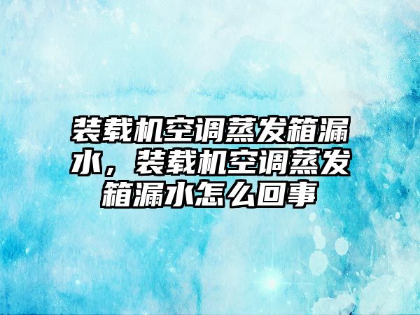 裝載機空調(diào)蒸發(fā)箱漏水，裝載機空調(diào)蒸發(fā)箱漏水怎么回事