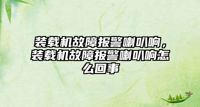 裝載機(jī)故障報警喇叭響，裝載機(jī)故障報警喇叭響怎么回事