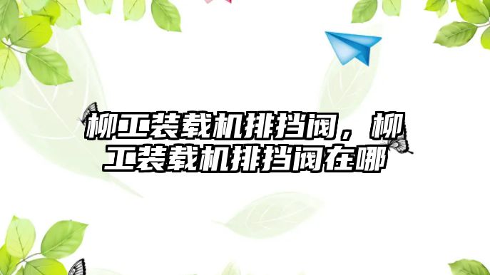 柳工裝載機(jī)排擋閥，柳工裝載機(jī)排擋閥在哪