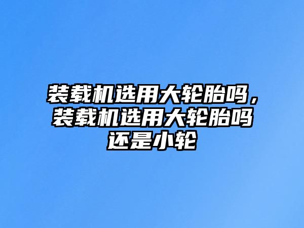 裝載機選用大輪胎嗎，裝載機選用大輪胎嗎還是小輪