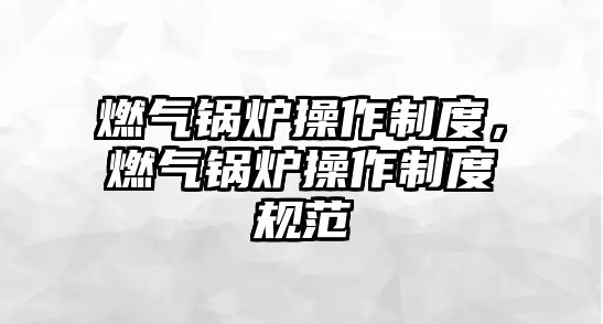 燃?xì)忮仩t操作制度，燃?xì)忮仩t操作制度規(guī)范