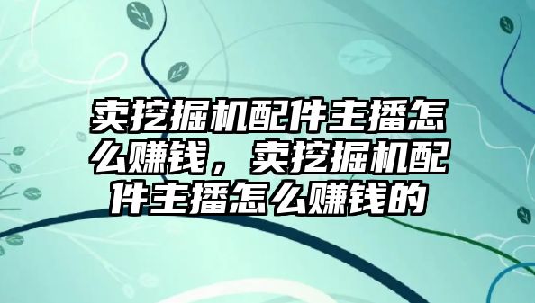 賣挖掘機配件主播怎么賺錢，賣挖掘機配件主播怎么賺錢的