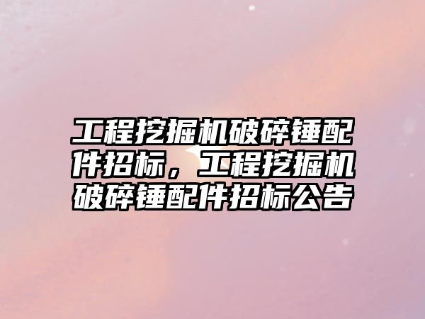 工程挖掘機破碎錘配件招標，工程挖掘機破碎錘配件招標公告