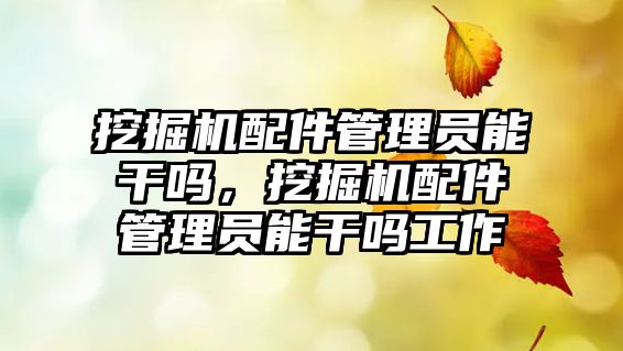 挖掘機配件管理員能干嗎，挖掘機配件管理員能干嗎工作