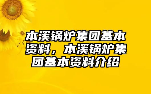 本溪鍋爐集團基本資料，本溪鍋爐集團基本資料介紹