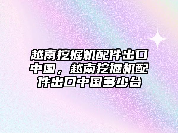 越南挖掘機(jī)配件出口中國，越南挖掘機(jī)配件出口中國多少臺(tái)