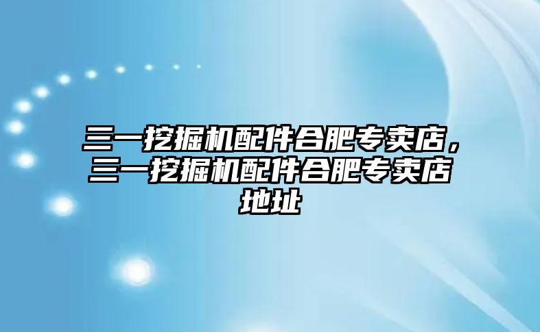 三一挖掘機配件合肥專賣店，三一挖掘機配件合肥專賣店地址