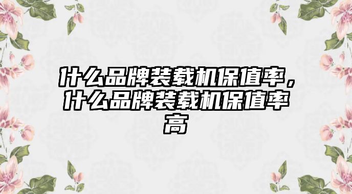 什么品牌裝載機保值率，什么品牌裝載機保值率高