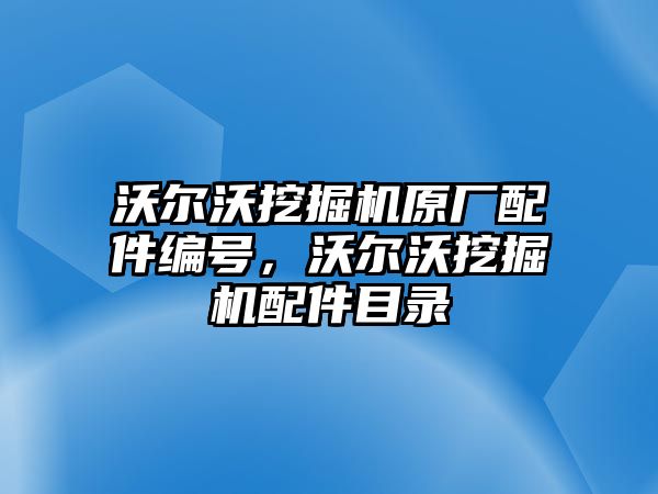 沃爾沃挖掘機原廠配件編號，沃爾沃挖掘機配件目錄