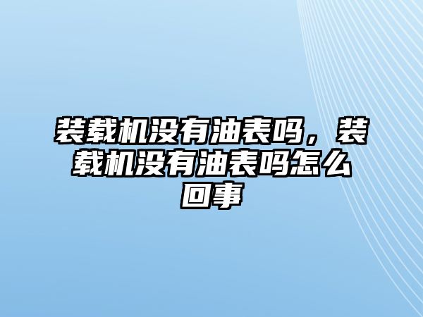 裝載機沒有油表嗎，裝載機沒有油表嗎怎么回事