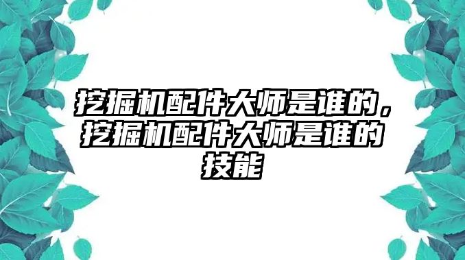 挖掘機配件大師是誰的，挖掘機配件大師是誰的技能